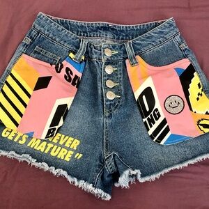LALABOBO highly embellished denim shorts. Excellent condition. Sz 26